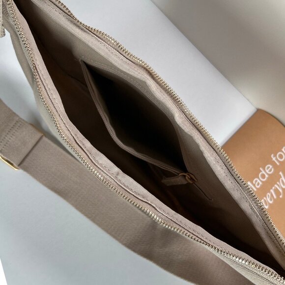 July Everyday Crescent Crossbody Sling Bag, Canvas Purse - Khaki - Picture 7 of 9